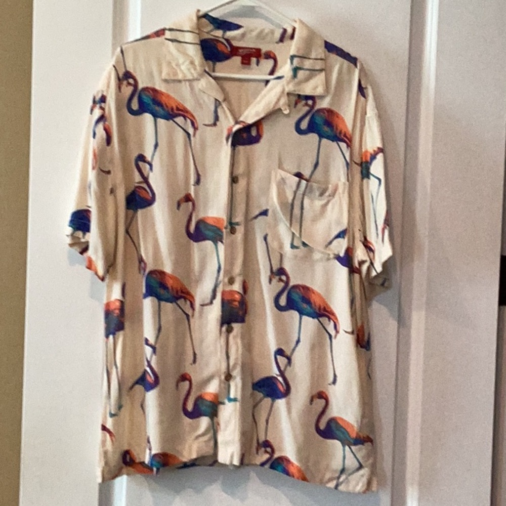 Flamingo Print Cream Shirt 2 piece set - Picture 3 of 9